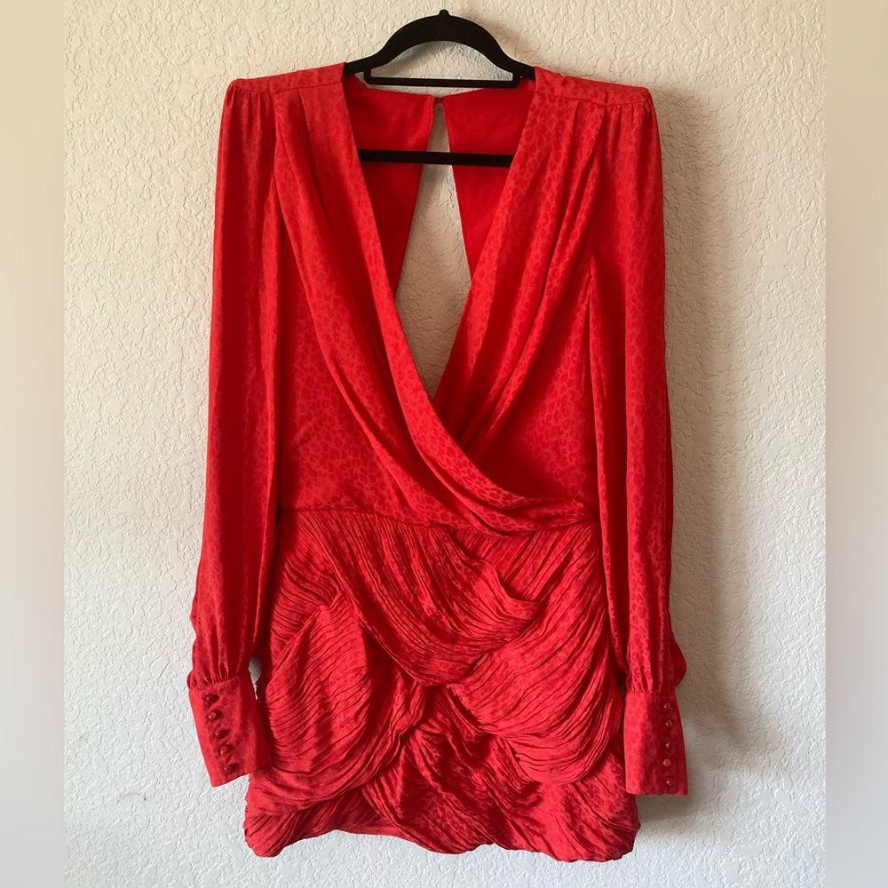 Free People open back animal print red dress size 4